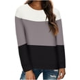 thumbnail image 2 of Yuyuzo Chandails en Molleton Décontractés pour Femmes Manches Longues Col Rond Mode Bloc de Couleur Pull Tunique Automne, 2 of 4