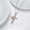 thumbnail image 5 of Dorunmo Cross Necklace 925 Sterling Silver Peony Necklace September Birthday Jewelry Gifts Birth Flower Floral Pendant for Women Mom, 5 of 6