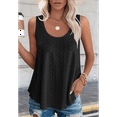 thumbnail image 4 of Womens Tank Tops Sleeveless Eyelet Embroidery Scoop Neck Loose Fit Casual Summer Flowy Black L, 4 of 7