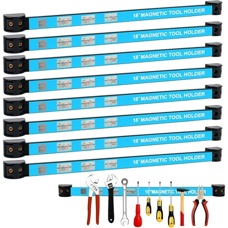 Heavy Duty Magnetic Tool Holder Strips - 8PCs 18" Bars for Ultimate Garage & Workshop Organization