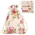thumbnail image 1 of 50PCs Burlap Bag Drawstring Flower‑Pattern Jewelry Packing Christmas Day Wedding Party Supplies, 1 of 14
