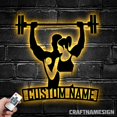thumbnail image 3 of Craftnamesign Custom Powerlifting Workout Metal Wall Art, Custom Deadlift Barbell Name Sign, 3 of 5