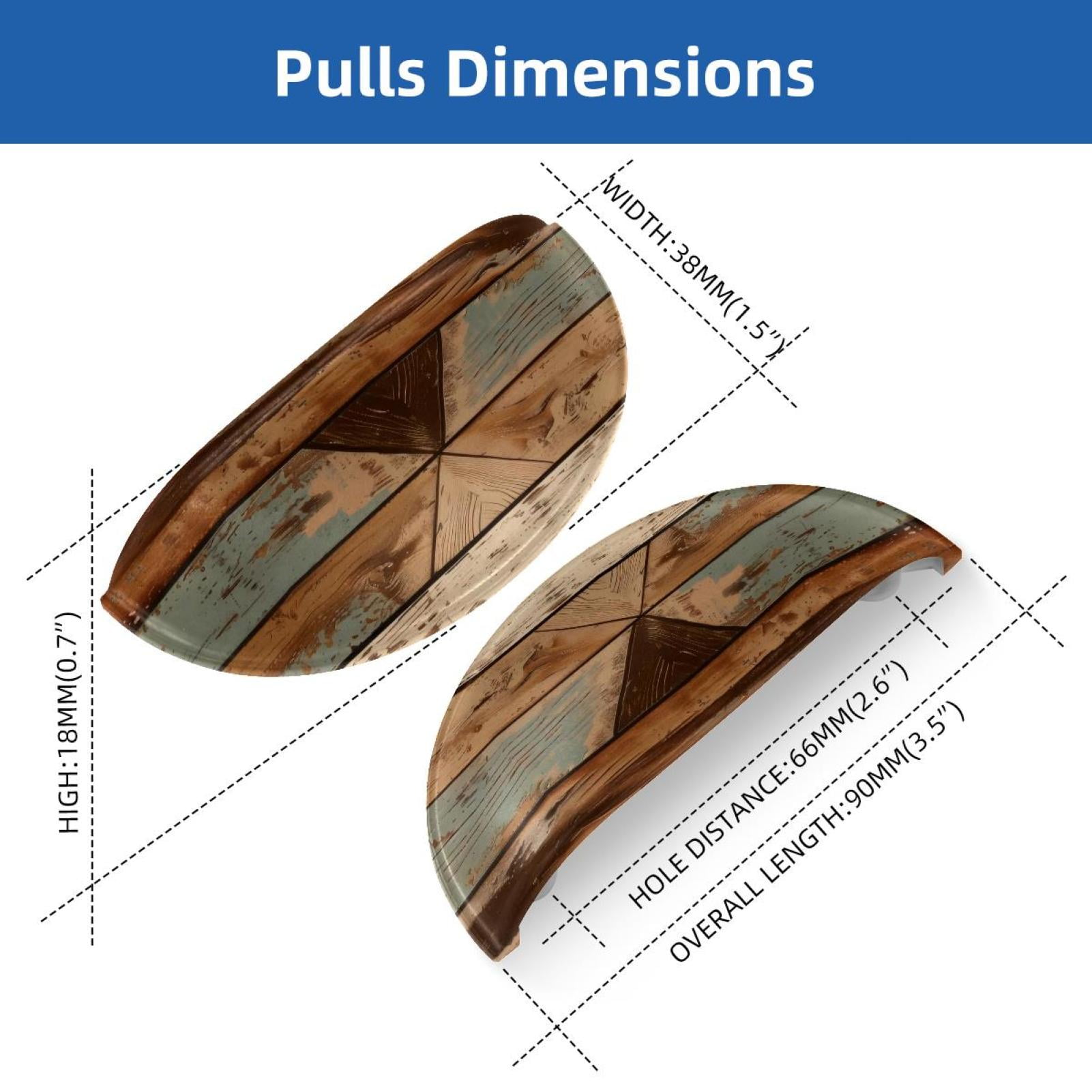 PhooArto 6 Pcs Cup Drawer Pulls, Retro Wooden Board Pattern Shell Shape Handles Cabinet Knobs for Dresser Cupboard Closet Wardrobe with Screws