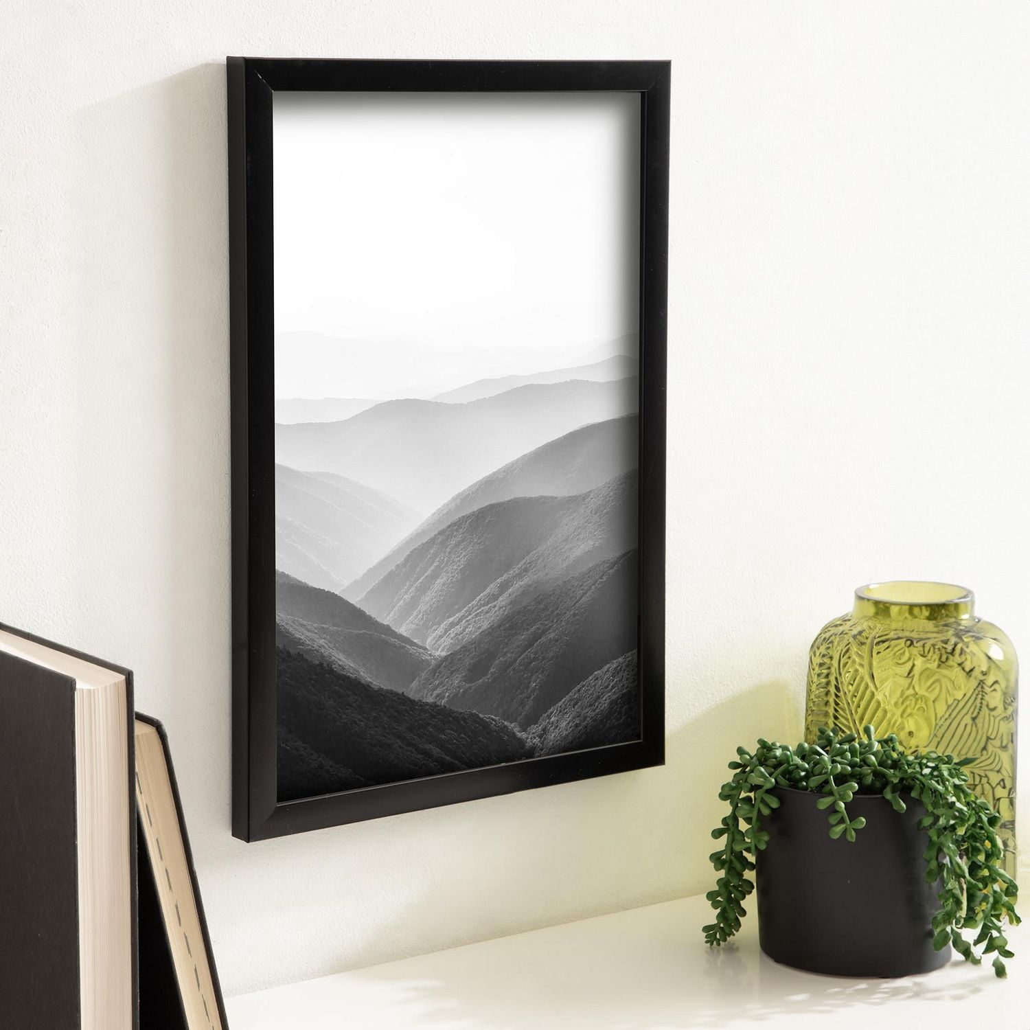 Natural Homi 16x22 Inch Aluminum Picture Frame - Black, Tempered Glass, Wall Mount Horizontal/Vertical