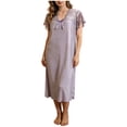 thumbnail image 2 of Bovxnpu Womens Nightgown Sleepshirt Pajama Dress Lace Ribbed Nightgown for Women Casual Elegant Home Sleepwear, 2 of 5