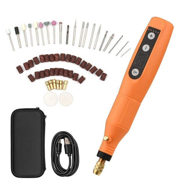 TFixol Ensemble d'Outils Rotatifs Portables Mini Meuleuse Sans Fil Rechargeable à Main Perceuse Électrique USB Rechargeable 5 Vitesses avec Plusieurs Accessoires Lumière LED pour Découpe Ponçage Gravure Polissage & Bricolage