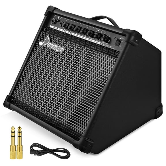 Donner Amplifier Speaker for Keyboard Electronic Drum Guitar Portable Amp, 35W 8" Woofer 2.5" Tweeter, 2 Channels Input