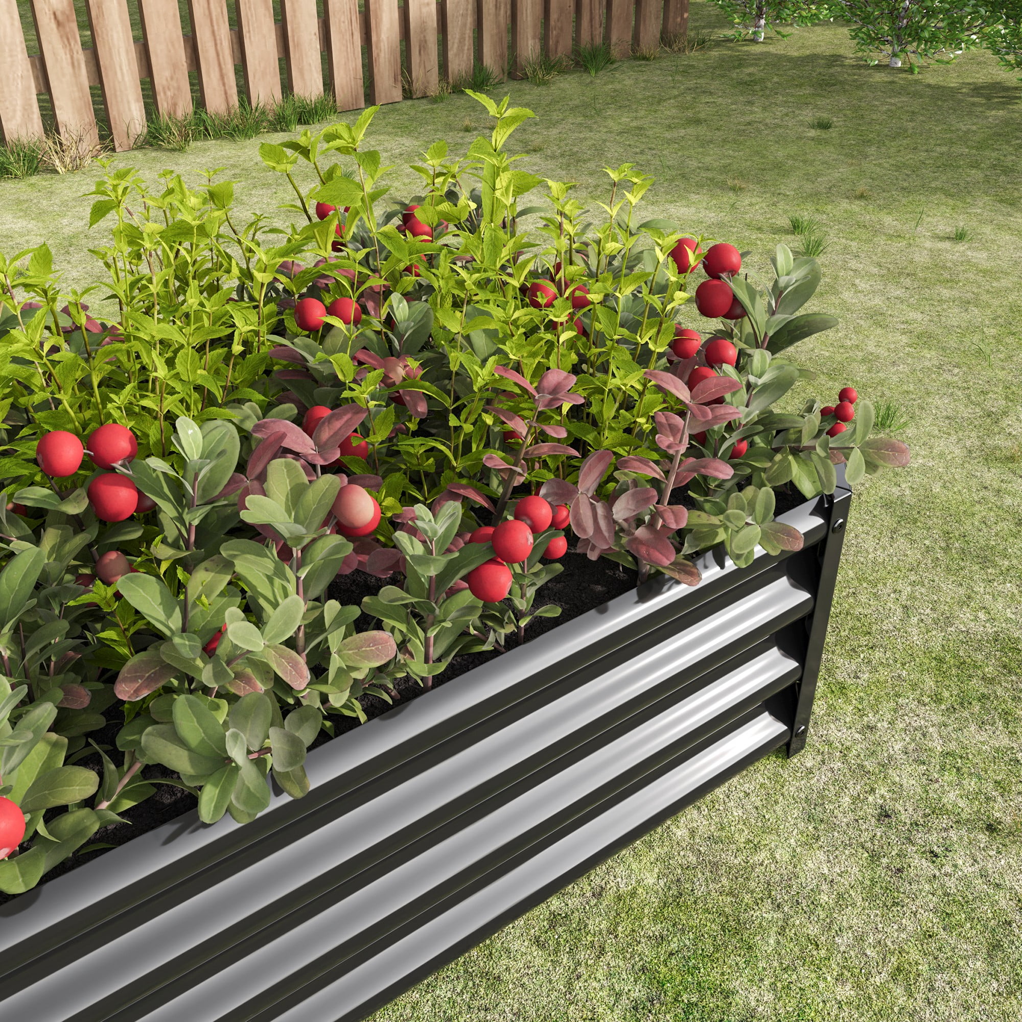 Outdoor Metal Garden Bed,4×2×1 ft Rectangle Raised Planter for Flowers Plants, Vegetables,Fruits,Black