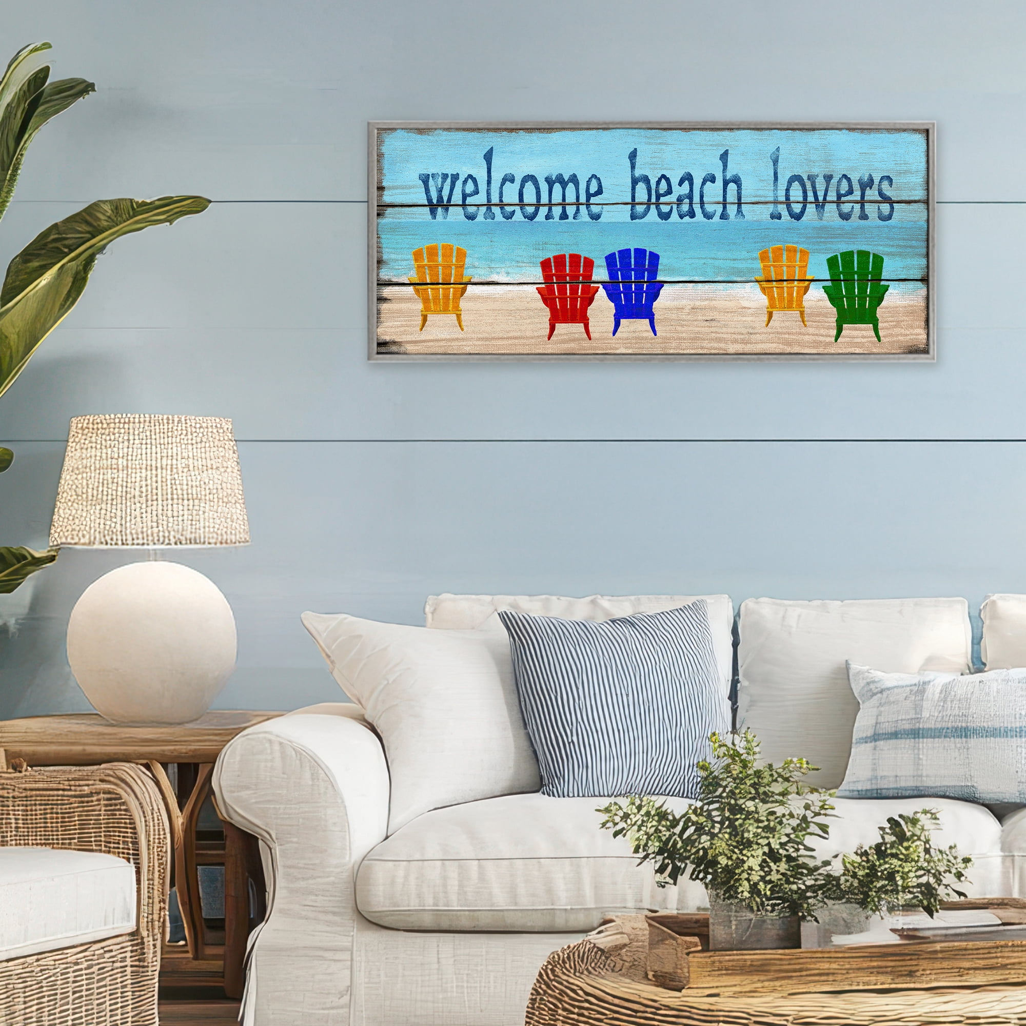 Stupell Industries Beach Lovers Chairs Gray Framed Giclee Art, design by Gail Fraser