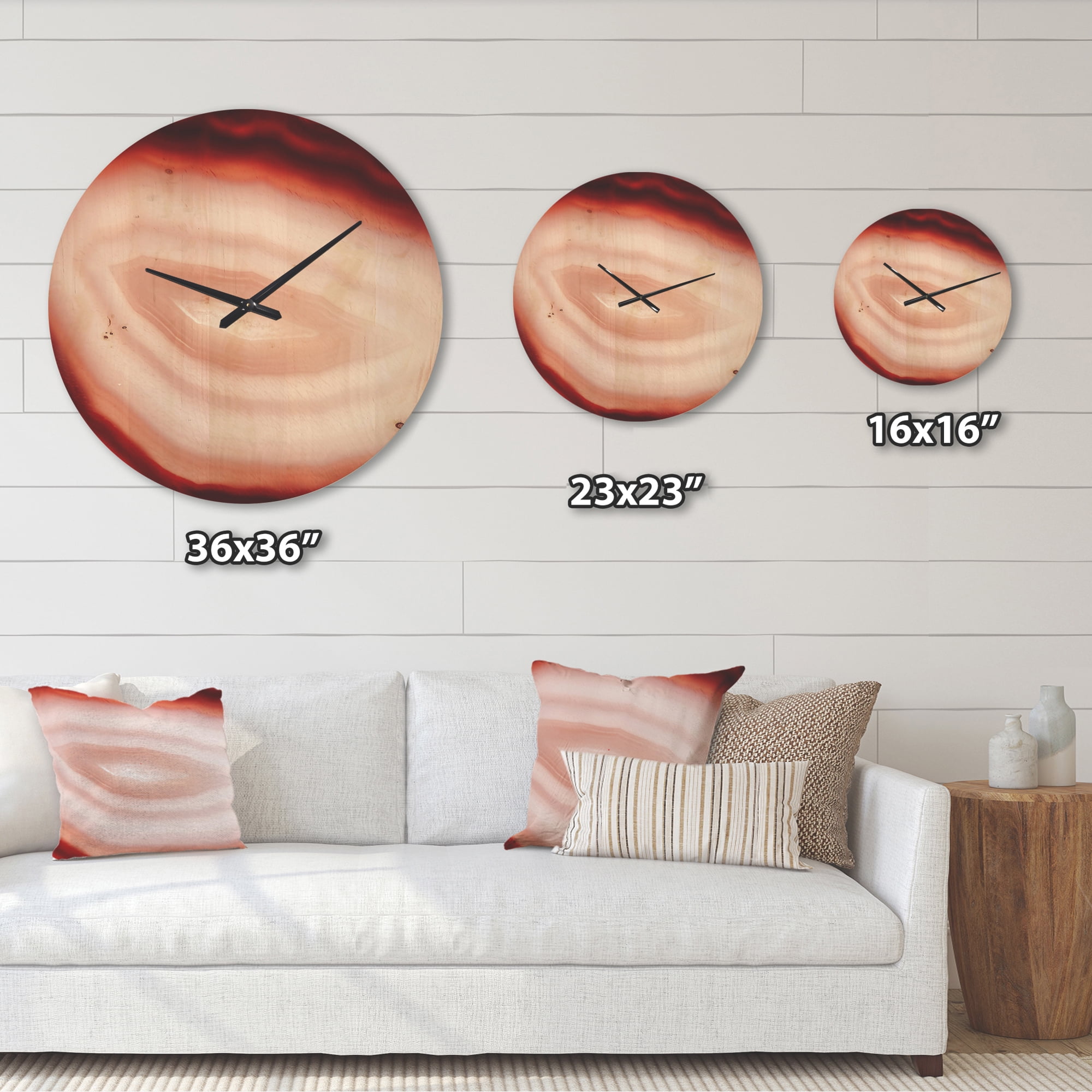 Designart 'Chalcedony Geological Crystal With Agate' Modern Wood Wall Clock