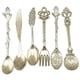 thumbnail image 1 of Billuyoard 2020 6 uds bronce tallado ecológico pequeño té café cucharas comida tenedor cuchara para mezclar Mostrada plata Billuyoard JJ6505-02, 1 of 6