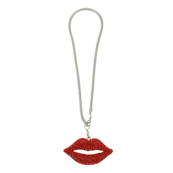 Unique Bargains 1 Pc Metal Faux Crystal Lips with Rhinestones Car Rear View Mirror Pendant Accessories Car Hanging Ornament Red