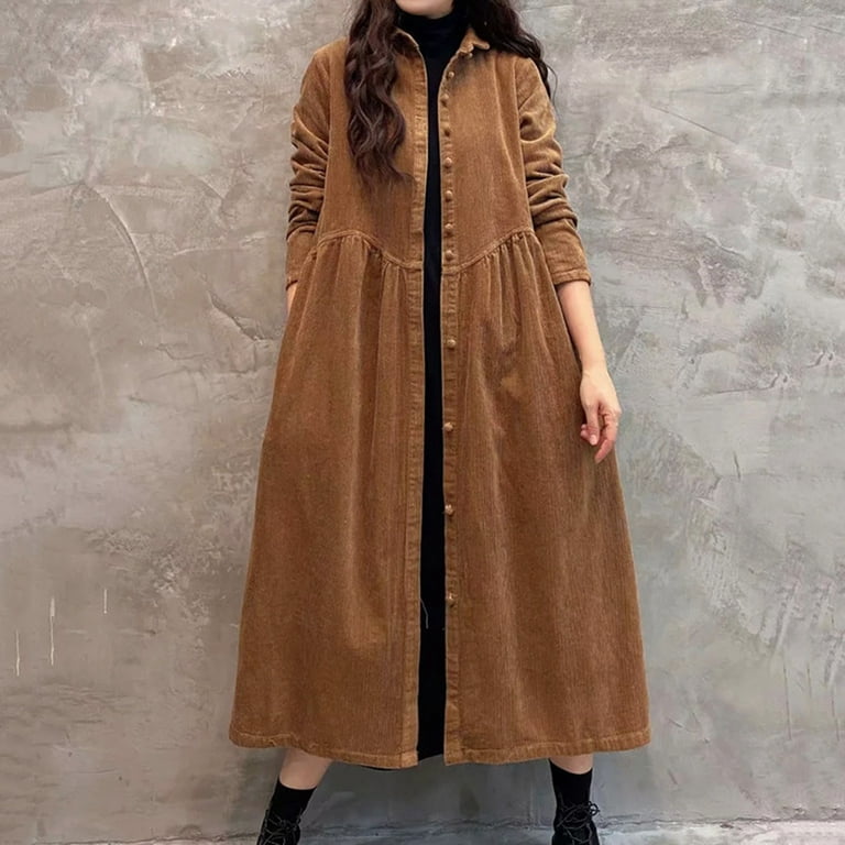 Fashion Solid Casual Bodycon Dress Women Simple Coats Solid Color Long  Sleeve Corduroy Inspiration Thick Wrinkled Plus Size Coats - Walmart.com