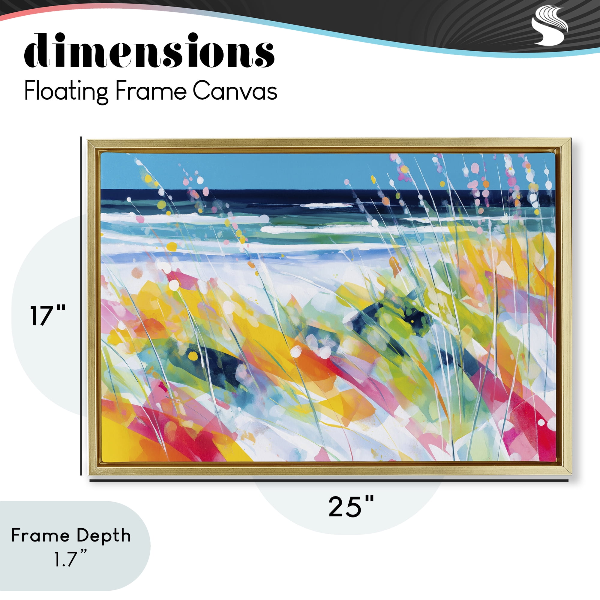 Stupell Industries Sea Oats & Ocean Breeze Abstract Gold Framed Floater Canvas Wall Art, design by Chromatic Storm Studio