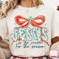 thumbnail image 5 of Coquette Christmas Jesus Shirt, Preppy F.loral Bow Sweatshirt, Red Plaid Checkered Shirt, 5 of 5
