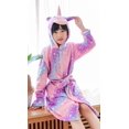 thumbnail image 4 of Animal Print Hooded Bathrobe for Kids - Cotton Towel with Unicorn Design, 4 of 6