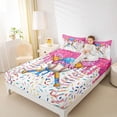 thumbnail image 3 of Castle Fairy Baseball Print Bed Sheets 4-Piece, Ice Cream Drip Full Size Sheets, Pink Blue,1 Fitted Sheet, 1 Flat Sheet and 2 Pillowcases, 3 of 6