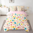 thumbnail image 2 of Manfei Girly Retro Cartoon Bedding Comforter Set 7pcs, Kawaii Love Heart Queen Bedding Sets, Teens Boys Girls Kids Reversible Queen Sheet Sets, Luxury Bedroom Decor, 2 of 7