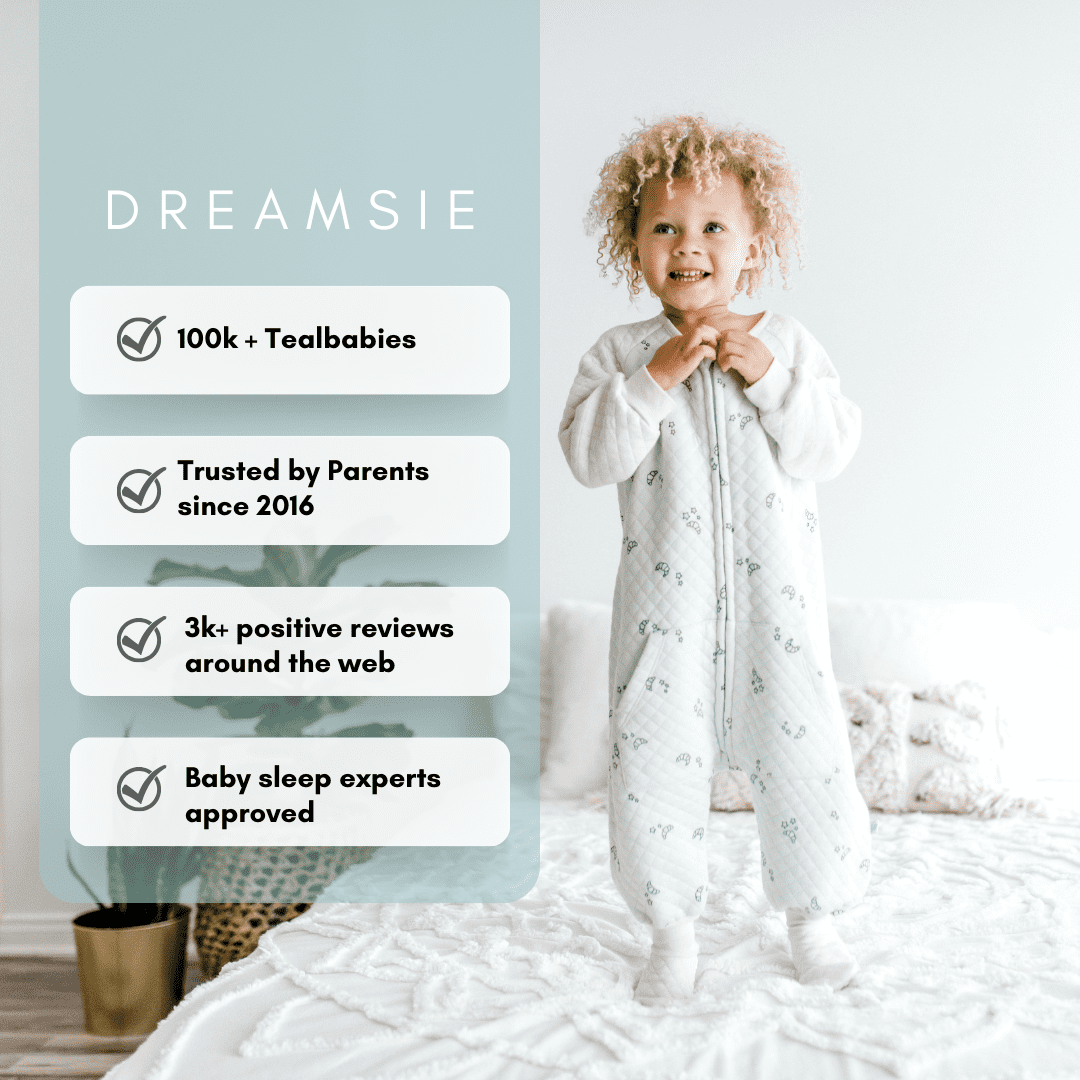 Tealbee Dreamsie - Bamboo Sleep Sack with Sleeves and Footies - (0.8 Tog) Croissant 3T-4T