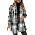 thumbnail image 2 of Tdoqot Women's Shacket Jacket- Plaid Button Down Casual Loose Fall Jackets for Women Black Size L, 2 of 9