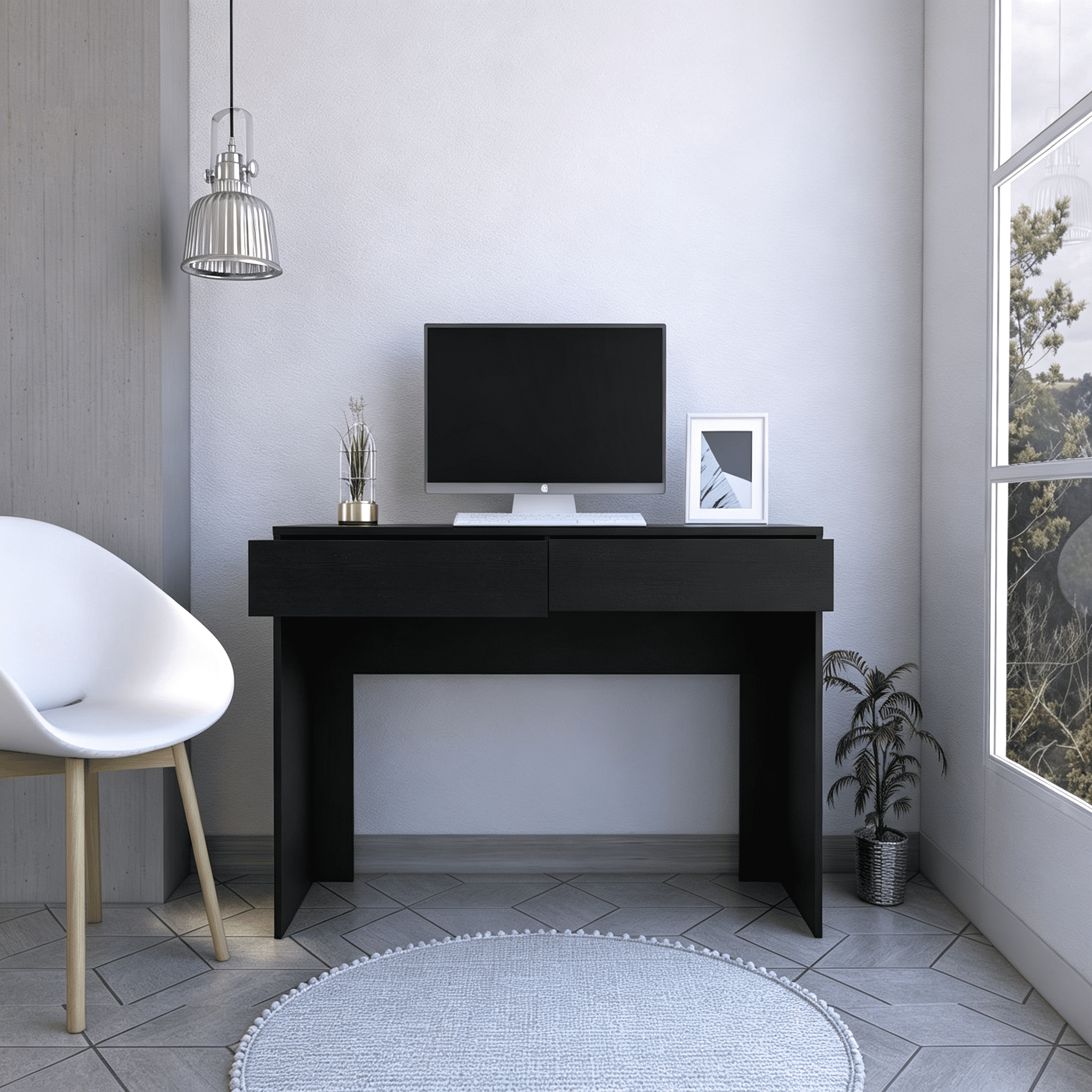 Asteroutdoor Wenge 2-Drawer Computer Desk
