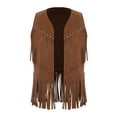 thumbnail image 1 of LiiYii Gilet Cowboy Western Rétro Cowgirl Hippie à Franges pour Enfants Sans Manches avec Rivets Marron Foncé 10, 1 of 7