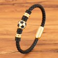 thumbnail image 1 of Pulsera De Cuero Con Botones De Acero Inoxidable Accesorios De Fútbol Tejido A Mano Pulseras Negras Simples Para Hombres Regalos De Joyería Gao Jiahui unisex, 1 of 1