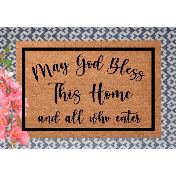 May God Bless This Home and All Who Enter Mats for Front Door Entry Front Porch Doormat Non-Slip Carpet Rugs Floor Mat Decorative for Home Bathroom Kitchen Indoor 16x24 Inch