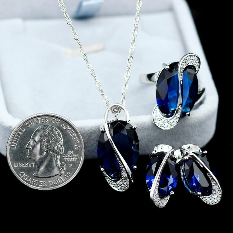 Uloveido Mystic Blue Wedding Bridal Jewelry Sets Women's - Main Image