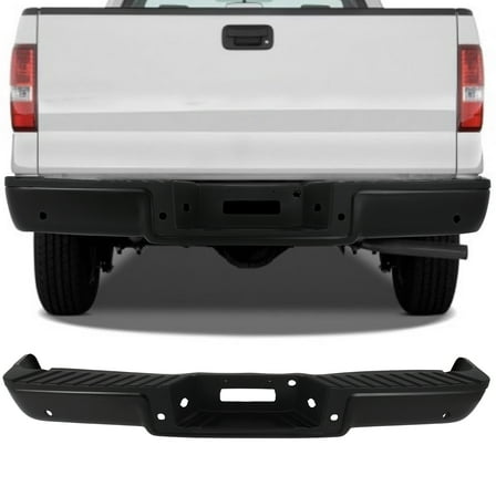 ECCPP Rear Step Bumper Black Compatible for 2006-2008 for Ford F-150,2006-2008 for Lincoln Mark LT Steel Rear Bumper With License Plate Lights