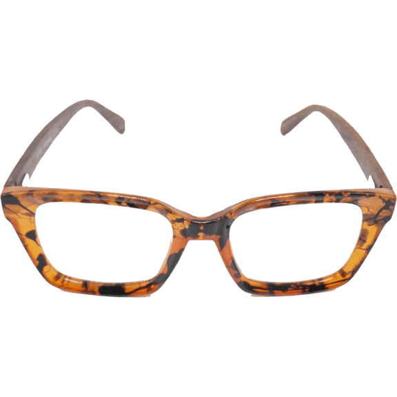 EYEGEMS Brand Eyeglasses  2.50 Women Eco Friendly Sustainable  Reading Glasses  Ladies Walnut Wood Amber Tortoise 0552