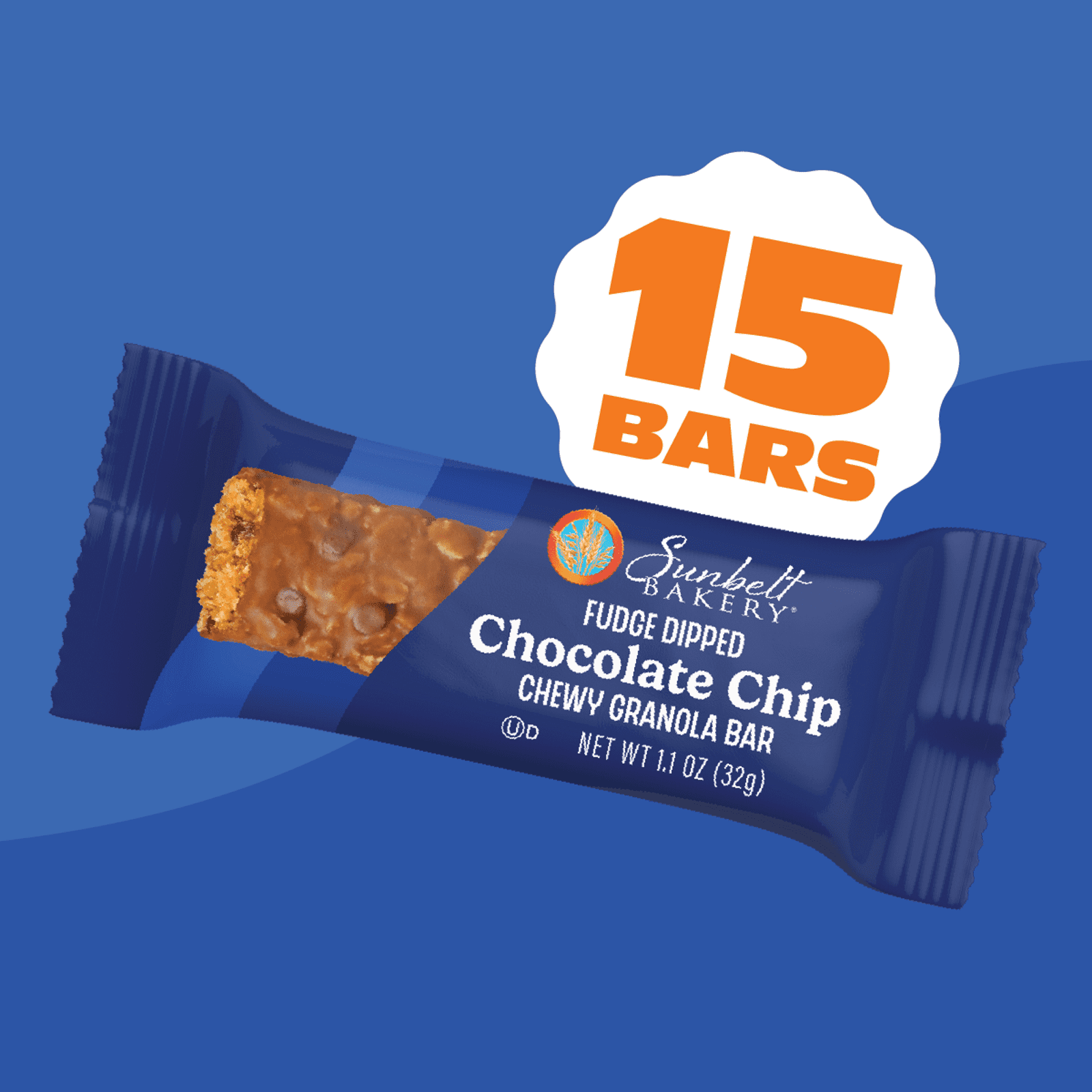 (3 pack) Sunbelt Bakery Chewy Granola Bars, Fudge Dipped Chocolate Chip, 15 Ct Value Pack, 16.91 Oz