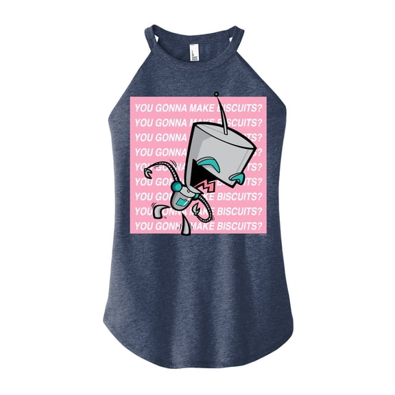 Invader ZIM - ZIM Happily Sticking His Tongue Out - You Gonna Make Biscuits - Juniors High Neck Tank Top