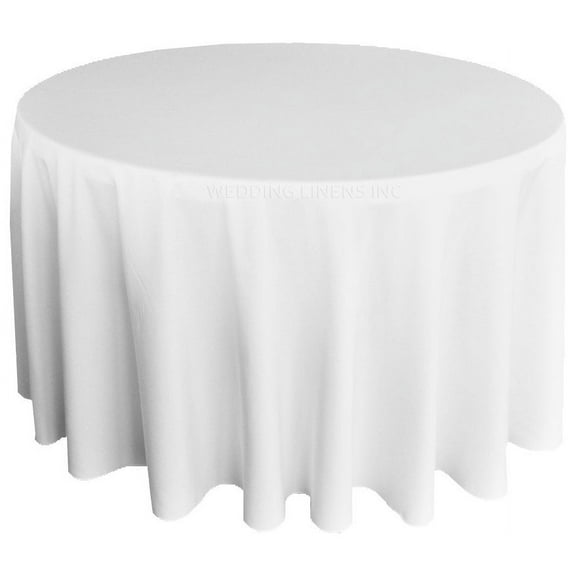 Wedding Linens Inc. 90" Premium(200 GSM) Round Polyester Linen Tablecloth for Wedding, Party, Events, Party, Home use - White