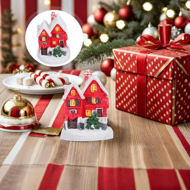 LOLIPPYY Micro Landscape Village House Resin Holiday Decoration For Festive Atmosphere In Cozy Winter Aesthetic 1Pack