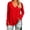 Red, variant on hoksml Women's V Neck Casual Tunic Top, Solid Side Slit Loose Long Sleeve Shirt