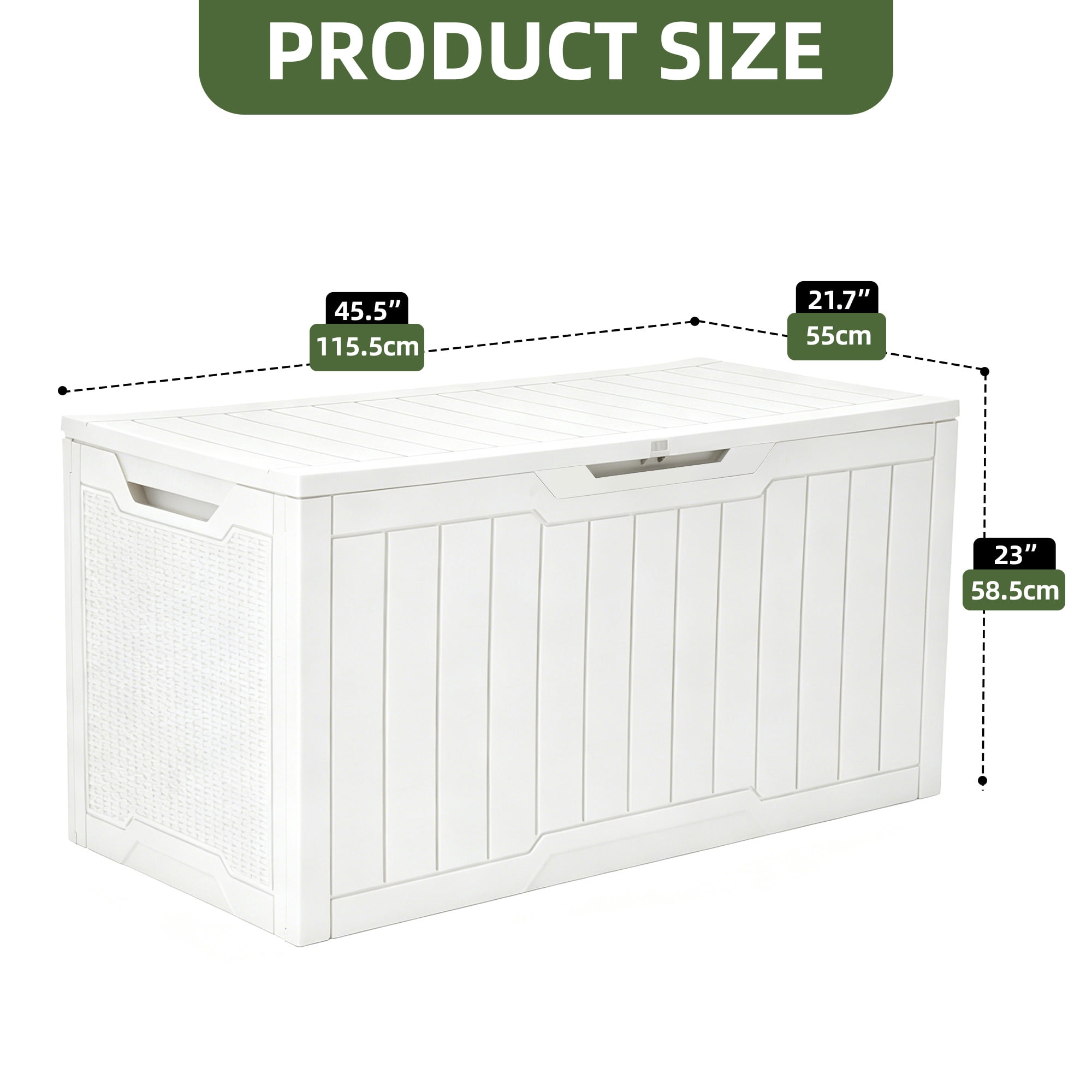 Uforic 100 Gallon Deck Box, Lockable Waterproof Resin Outdoor Storage Bin, White
