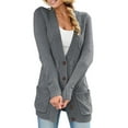 thumbnail image 1 of Cardigan Gris Foncé pour Femmes avec Poche avant et Fermeture à Boutons, 1 of 5