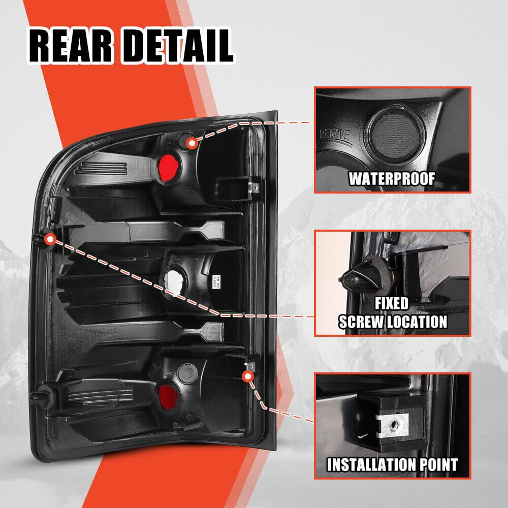 Tail lights Assembly for 2007 2008 2009 2010 2011 2012 2013 Chevy Silverado 1500 2500 3500, Red Lens Tail Brake Lamps Taillight Assembly for Chevrolet 07 08 09 10 11 12 13 Silverado1 Pair