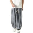 thumbnail image 1 of Zszcpp Men Work Pants Relax Fitetd Elastic Waist Long Solid Colour Style Wide Leg Trousers Casual Trouser, 1 of 5
