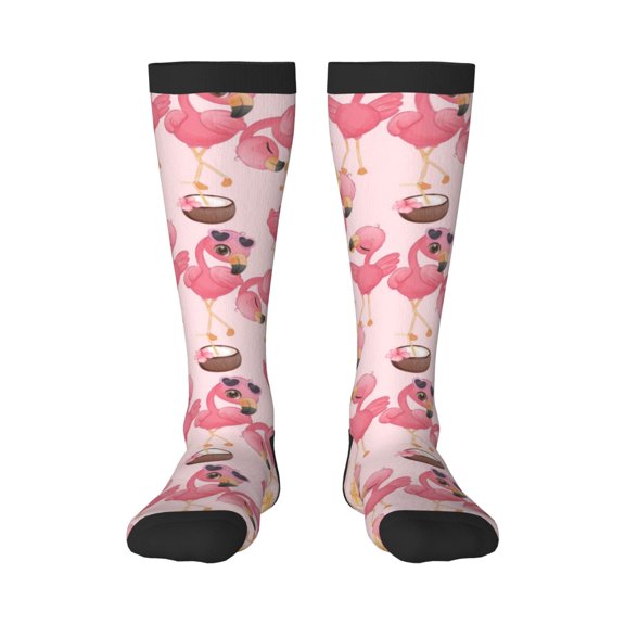 Hirioo Summer Flamingo for Adult Stockings Breathable Sock Non-Pilling,Contrasting Color Design