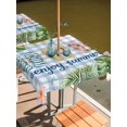 thumbnail image 2 of Outdoor Tablecloth with Umbrella Hole for Patio/Picnic/Party/Camping, Summer Slippers Waterproof Table Cloth Square Cover Washable, Tropical Botanical Palm Leaves Blue Plaid (54"x 54"), 2 of 8