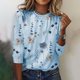 thumbnail image 1 of ICHUANYI Clearance Fashion Women Casual Long Sleeve Printing Round Neck Loose T-Shirt Blouse Tops(Light Blue, XL) ICHUANYI WER2023080709525, 1 of 5