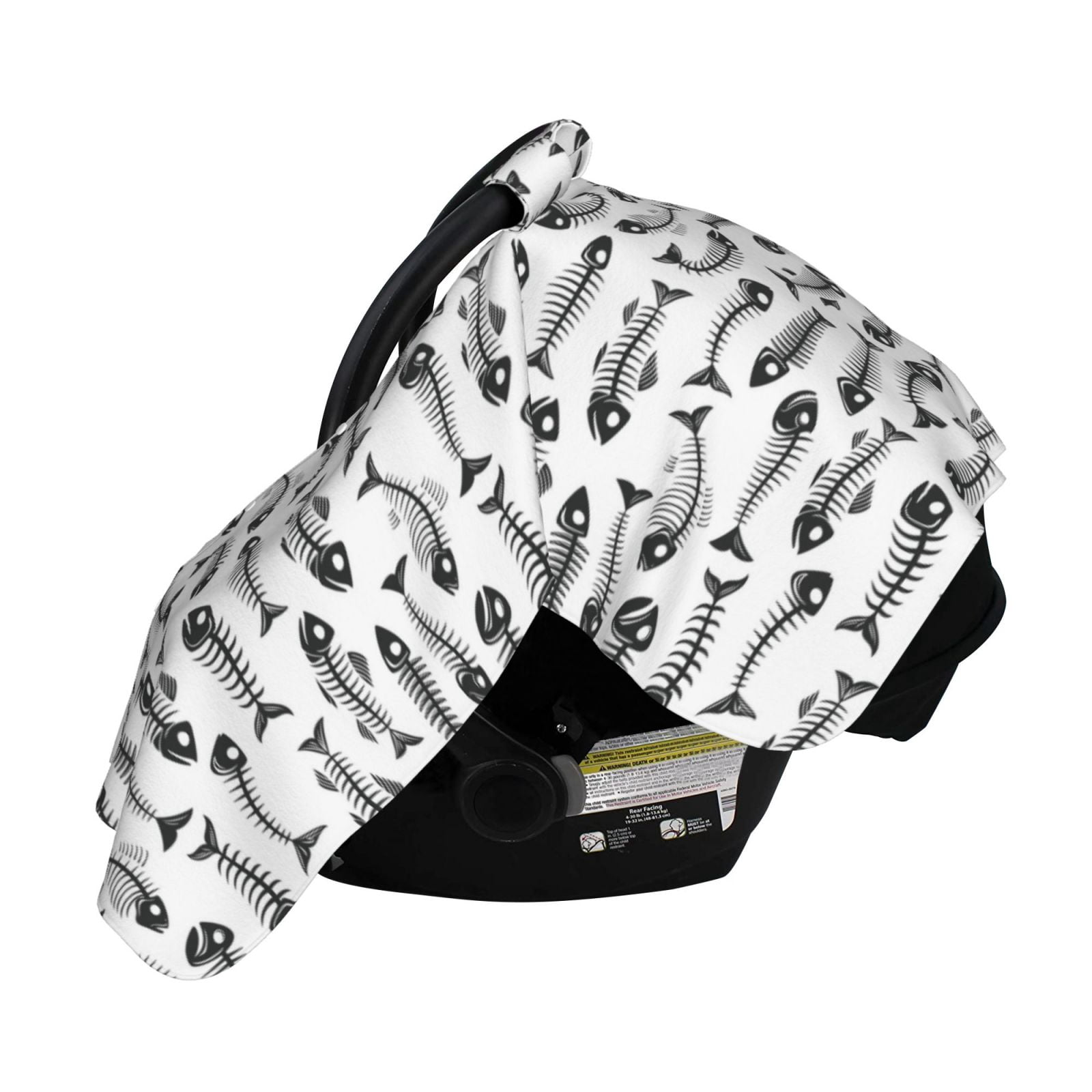 Naloa Fish Bones Baby Car Seat Cover, Breathable Baby Carrier Cover, Multiuse Baby Carrier Cover & Nursing Breastfeeding Cover