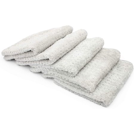 (5-Pack) THE RAG COMPANY 16 in. x 16 in. PLATINUM PLUFFLE Professional Korean 70/30 490gsm Plush Waffle Microfiber Detailing Towels