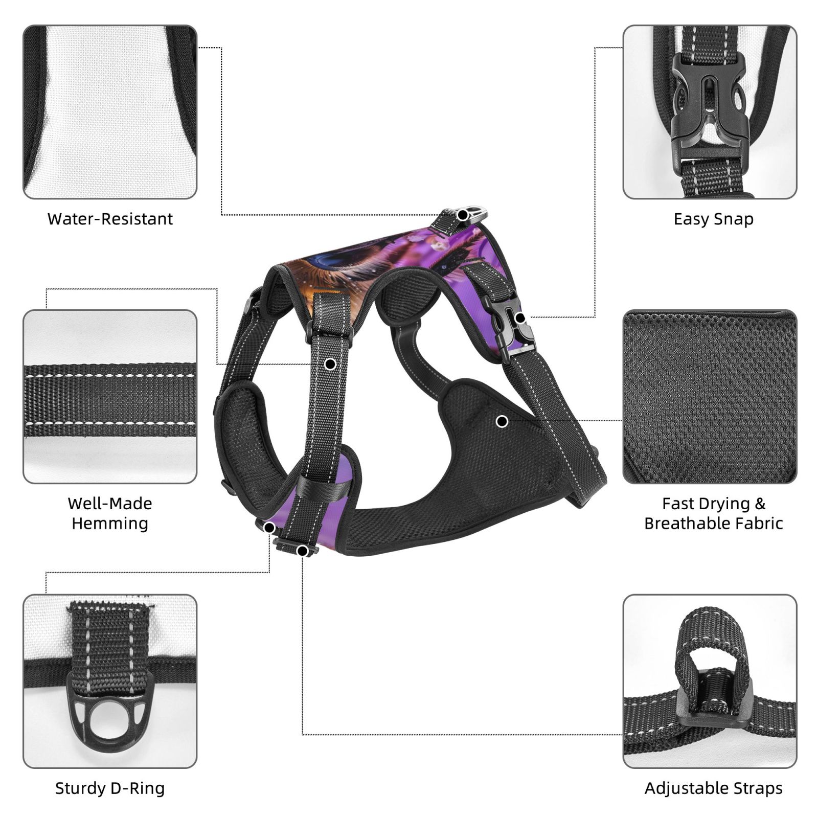 Vsdgher Closeup Honeybee on Flower Dog Harness, No-Pull Pet Harness, Dog Vest, Pet Vest for Small to Large Dogs-Small