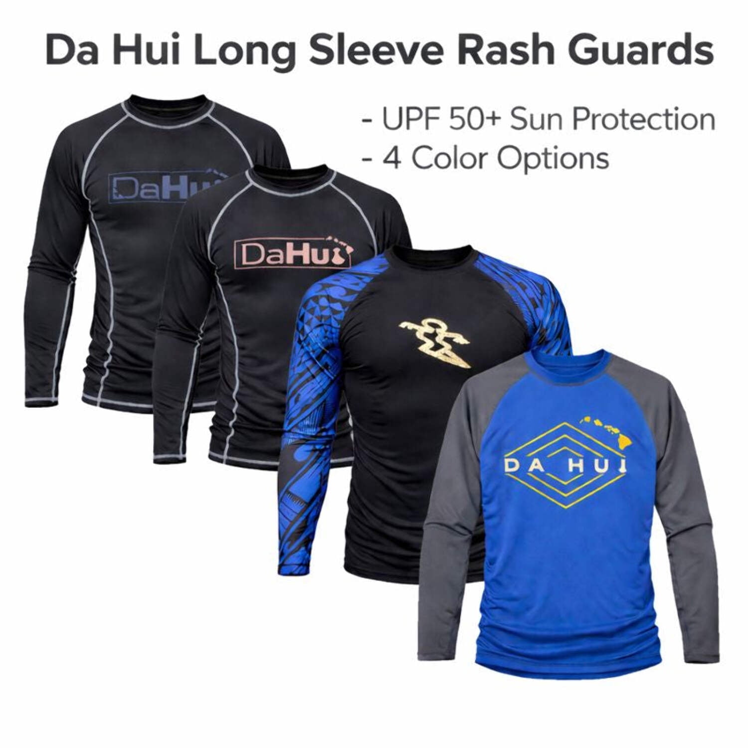 Da Hui Mens Da Hui Midnight Sessions Long Sleeve Rash Guard Water Surf Shirt UPF 50+
