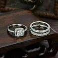 thumbnail image 2 of RKC 3Ct Princess Cut Moissanite Enhancer Wedding Ring 14K White Gold Plated Silver, 2 of 2