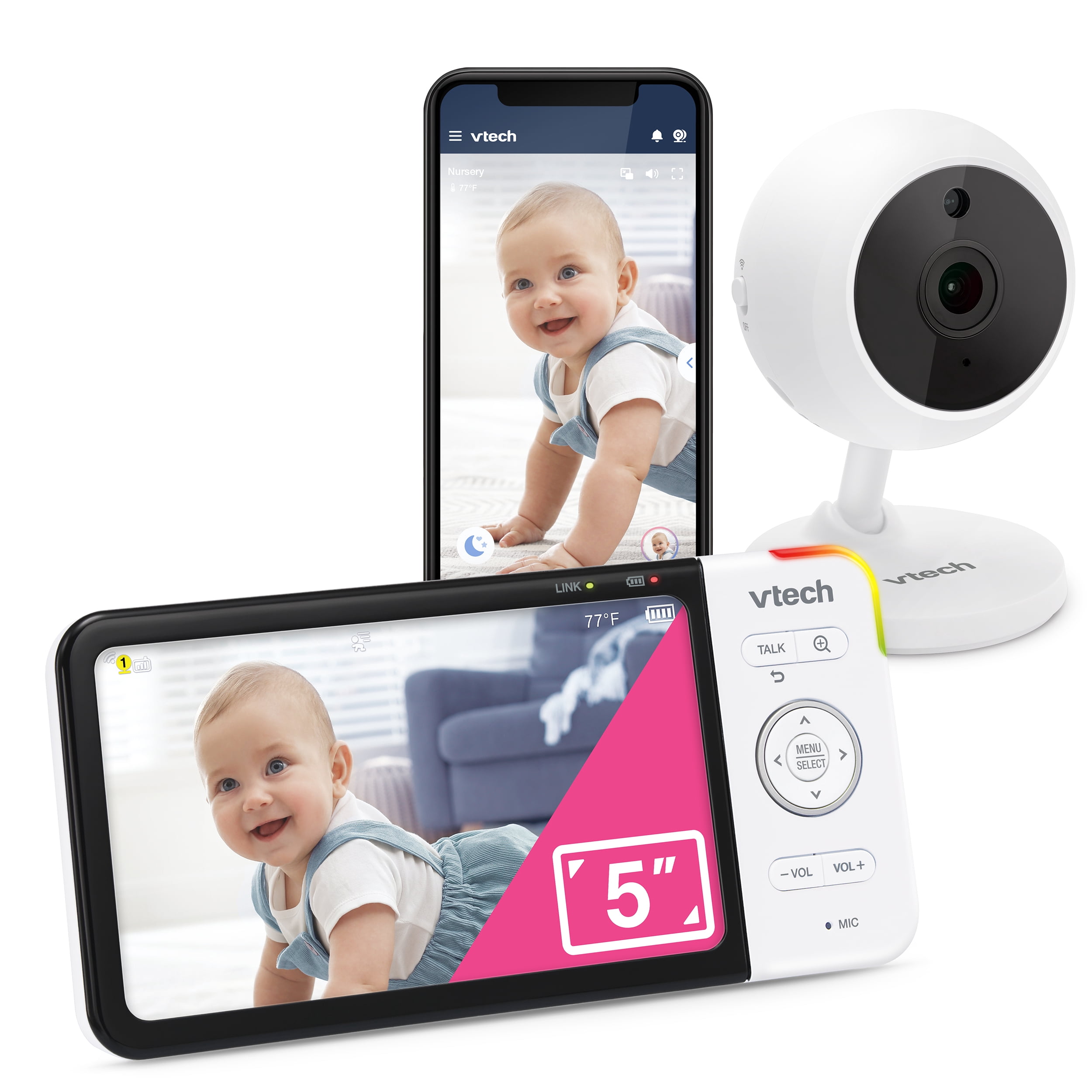VTech RM5753 Remote Acess Fixed Video Monitor with High-Resolution 5-inch LCD Screen and Switch to turn on/off WiFi