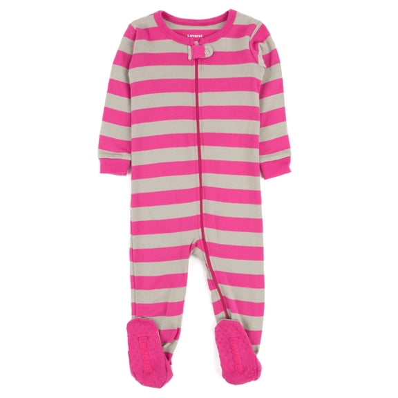 leveret striped footed pajama sleeper 100% cotton (3 years, berry & chime)